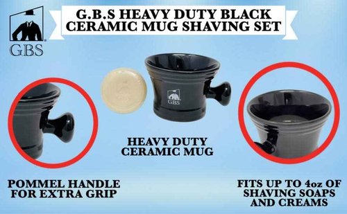 G.B.S Shaving Brush with All Natural Shave Soap, Shave Brush Stand and Ceramic Shaving Mug Kit