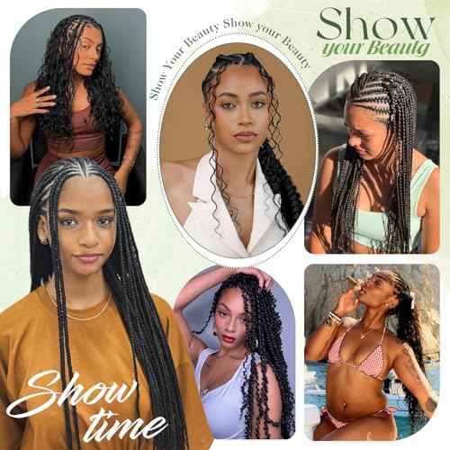 Water Wave Braiding Hair 20 Inch 2 Bundles No Weft, Brazilian Virgin Hair for Boho Braids Curly Human Hair Extensions Natural Black (20In,1B)