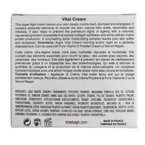 Dr Sebagh Vital Cream (1.7 fl oz) - Hydrating Moisturizer Face Cream - Revitalizing Facial Moisturizer for Normal/Dry Skin - Vitamin C Anti Aging - Deep Moisturizing & Lifting Formula