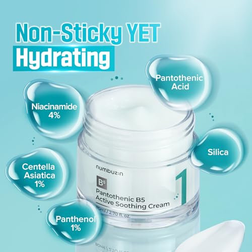 numbuzin No.1 Pantothenic B5 Active Soothing Cream | Remove sebum and skin troubles, Pantothenic acid, Korean Skincare Gift for Women | 2.70 fl oz