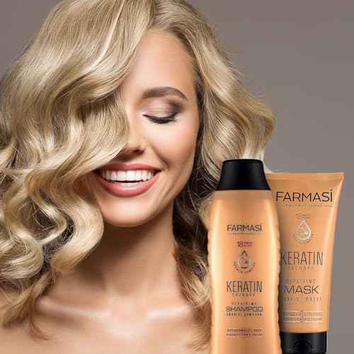 FARMASi Keratin Hair Shampoo and Mask, Smoothing, Silky Repairing Shampoo and Conditioner Hair Mask for Dry Hair 360 ml / 12.2 fl.oz