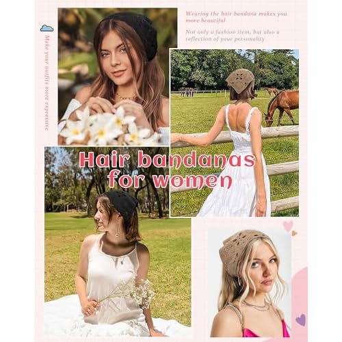 HAIMEIKANG Floral Crochet Hair Bandanas Headscarf 2 PCS Women Hair Scarf Daisy Headband Vintage Head Kerchief for Girls