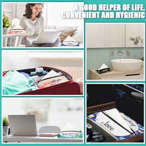 Zhanmai 20 Pcs Pocket Tissue Holder Bible Travel Purse Tissue Holder with Christian Inspirational Verse Floral Travel Pouch Reusable for Women Men Employee Appreciation Church Gifts Bulk 5 x 3 Inch