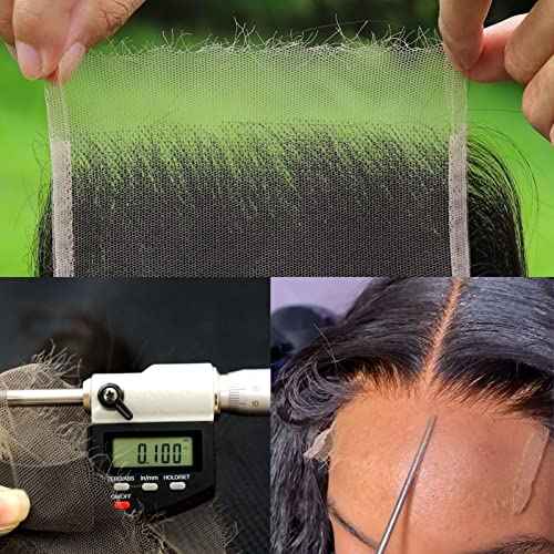 WOWANGEL 0.1mm Ultra-thin SKINLIKE Real HD Lace, 5x5 Body Wave Human Hair Closure Pre Plucked Invisible Swiss HD Lace Natural Hairline 12 Inch