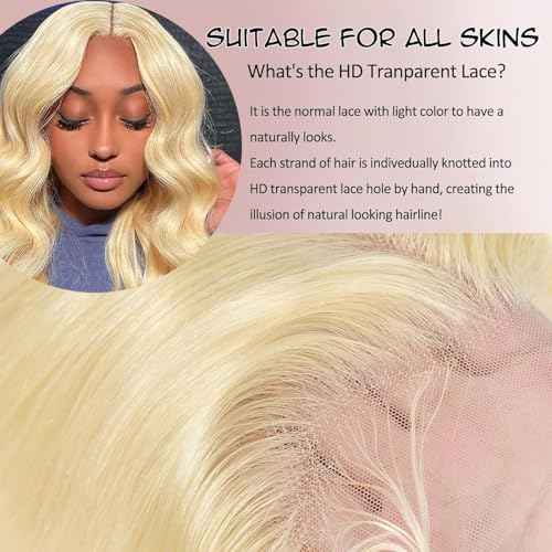 613 Frontal 13x4 HD Transparent Lace Closure 100% Russian Blonde Human Hair Ear To Ear Blonde Frontal Free Part Natural Hairline 18 Inch