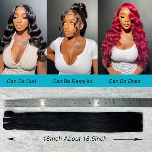 Indian Raw 1 Bundle Human Hair,16A Super Soft Silky Straight Human Hair Bundles,Salon Quality Full And Thick No Tangle Triple Lifespan Than Regular Virgin Hair Natural Black 16 Inch