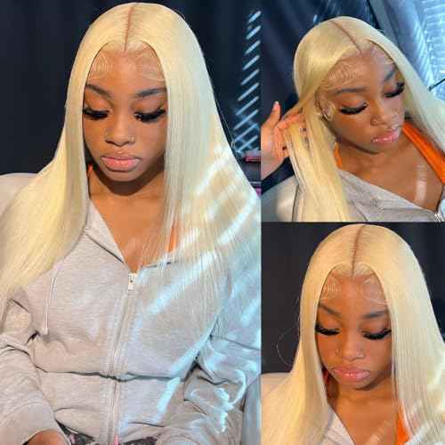 30 Inch 613 13x6 Lace Front Wig Human Hair Straight Blonde Wig Human Hair 613 HD Transparent Lace Frontal Wigs Pre Plucked with Baby Hair 200 Density Blonde Wigs for Women