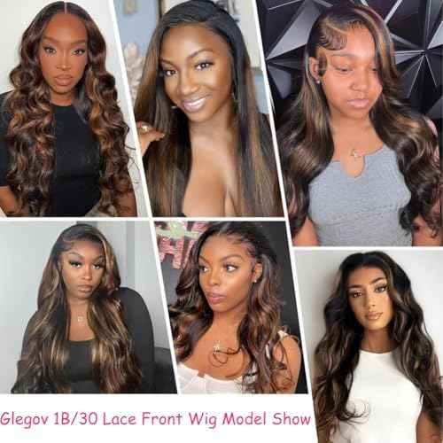 13x6 Ombre Lace Front Wig Human Hair 1B/30 Body Wave Lace Frontal Wigs Human Hair Pre Plucked 180% Density Highlight HD Lace Front Colored Wig Human Hair Glueless Balayage Wig for Women 20 Inch