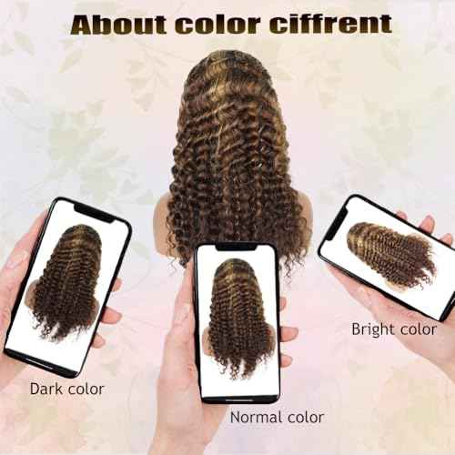 Honey Blonde 13x4 Deep Wave Lace Front Wigs Human Hair Pre Plucked with Baby Hair 4/27 Highlight Glueless HD Transparent Lace Frontal Wigs for Black Women 180 Density (24 Inch)