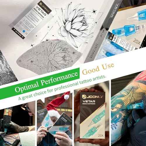 VETAR TATTOO CARTRIDGE NEEDLES - 20Pcs Tattoo Needles #10 Bugpin 3 Round Liner Tattoo Cartridges 1003RLL Tattoo Needles Diameter 0.30mm Long Taper 5.5mm Cartridges