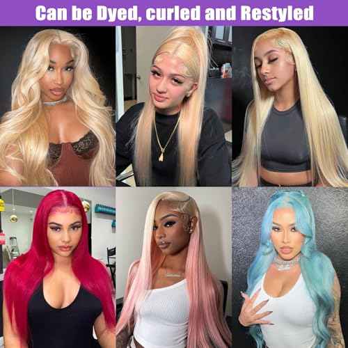 Blonde Bundles Human Hair 12A Grade Straight 613 Bundles Human Hair 100% Unprocessed Brazilian Virgin Raw Hair Quick Weave for women 3 Bundle Deals Hair Extensions 16 18 20 Inch