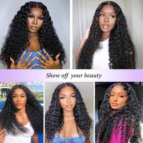 Curly V Part Wigs Human Hair Upgrade U Part Wig Human Hair Wigs for Black Women Glueless V Part Jerry Curly Wig Wear And Go No Leave Out 180% Density Natural Black Color 22 inch