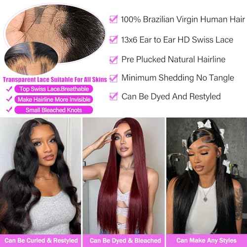 26inch 13x6 Human Hair Lace Front Wigs for Women Straight Hd Lace Front Wigs Human Hair 100 Percent Human Hair Wig Glueless Wigs Natural Color
