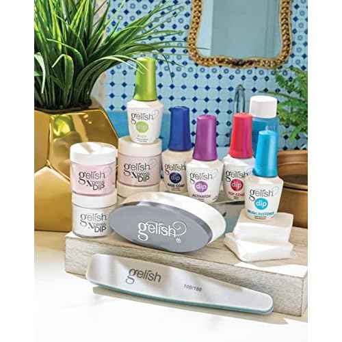 Gelish Xpress Dip N Brush French Kit - Powder Colors, Built-In Activator, 21+ Days Chip Proof Wear, Nail Dip Powder, Nail Kit, Dipping