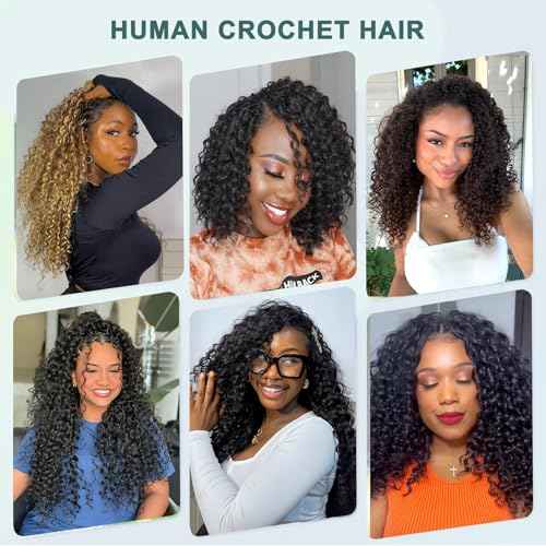 Human Crochet Hair Knotless Pre Separated Crochet Bulk Braids Feather Crochet Hair Gogo Curly Natural Black Invisiable Knot Hair Extensions For Women Girl 120g 100 Strands