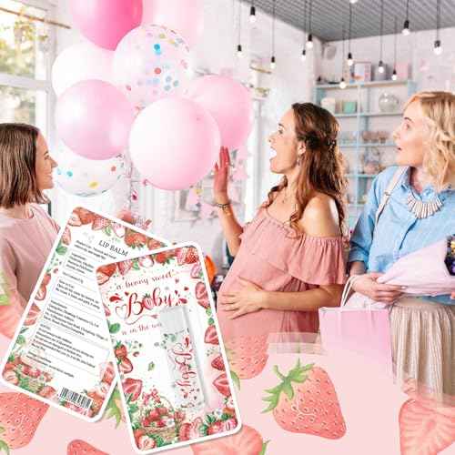 30 Pack Strawberry Baby Shower Games Lip Balms Bulk Games Prizes Party Gifts for Guests Friends Gender Reveal Favors Decorations Souvenirs Baby Thanksgiving Christmas Gift Bags Stuffers(Strawberry)
