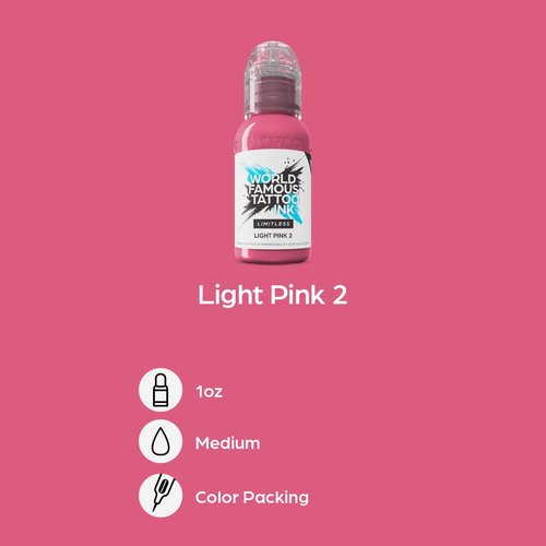 World Famous Tattoo Ink Limitless - Light Pink 2 Tattoo Ink - Professional Tattoo Ink & Tattoo Supplies - Skin-Safe Permanent Tattooing in Bold Shades - Vegan & Non-Toxic (1 oz)