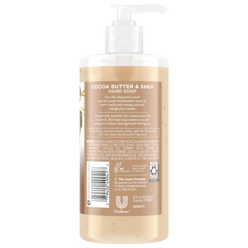 Suave Hand Soap, Cocoa Butter & Shea 4-Pack – Sweet Hand Wash with Essential Oils & Moisturizers, 13.5 Oz Ea