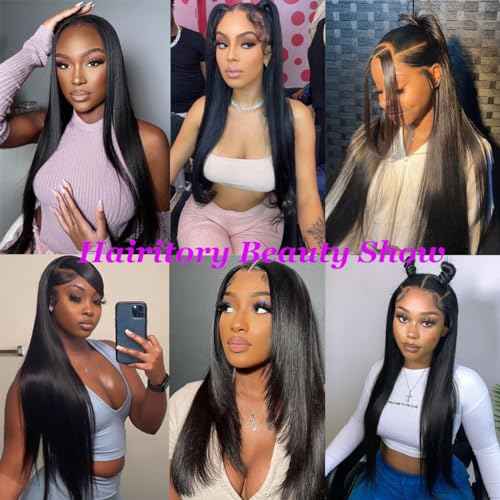 30 Inch Straight Lace Front Wigs Human Hair Pre Plucked 13x4 Hd Transparent Lace Front Human Hair Wigs for Black Women 180% Density Glueless Wigs Human Hair Lace Front Wigs (30 Inch)