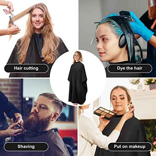 Hair Salon Capes Waterproof Haircut Unisex Black Cape Barber Hair Cutting Cape with Snap Closure Hair,Coloring and Styling