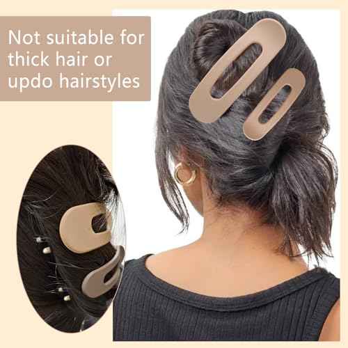 12PCS Flat Hair Clips, Flat Claw Clips for Thin Hair, Matte Lay Down Claw Clips for Women, 3 Sizes Alligator Hair Clips, Christmas Hair Accessories, Brown