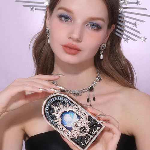 Flower Knows Little Angel 9-Color Eyeshadow Palette,Purple Gray Makeup Palette with 6 Matte + 3 Shimmer Shades,Blendable Smooth Cute Eye Makeup,0.37 Oz(02 Weeping Angel)