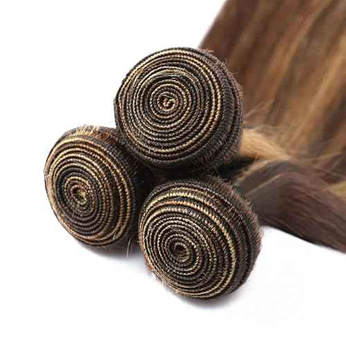 26 28 30 Inch Highlight Bundles Human Hair P4/27 Straight Honey Brown Bundles Brazilian Virgin Human Hair Bundle Brown Highlights Bundle Silky Soft Remy Hair Extensions