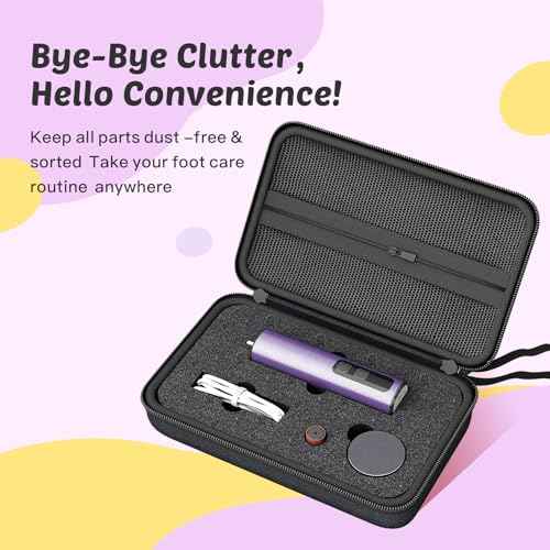 Electric Foot Callus Remover - 9-Speed with Glass Crystal Grinding Disc & Storage Box, 80/120 Grit Sandpapers (20pcs), 10 Nail Heads, Type-C Fast Charge for Dead Skin