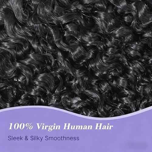 Deep Wave Half Wig Human Hair 200% Density Wear Go Glueless Wigs Human Hair Curly 3 In 1 Half Wigs 22 Inch for Women Drawstring Seamless Flip Headband Wig Beginner Friendly