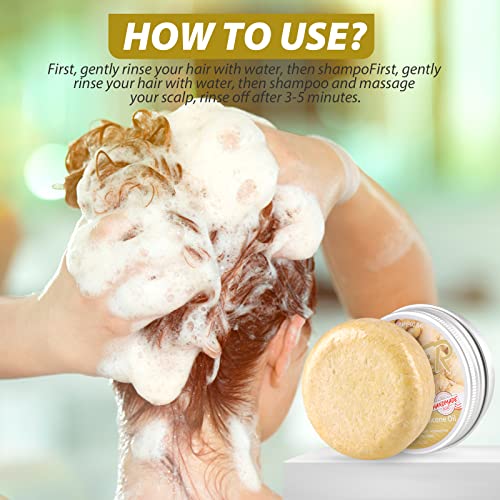 Natural Organic Ginger Hair Regrowth Shampoo Bar Soap for Anti Hair Loss, Dandruff, Itching - Promotes Hair Growth, All Hair Types (3 Pcs)
