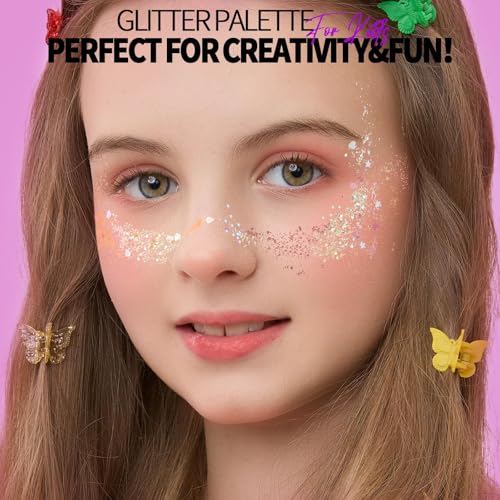 FANDAMEI 40 Colors Face Glitter, Face Paint Glitter Gel - Face Glitter for Women Girls Kids, No Glue Needed, Multi-Purpose Glitter Makeup for Hair Face Body Halloween Rave Carnival