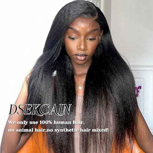 Kinky Straight 13x6 Frontal Yaki Straight Lace Frontal 100% Human Hair HD Transparent Lace Frontal Kinky Hair Frontal 13x6 Yaki Hair Closure Natural Black 1B Color 12 Inch 150% Density