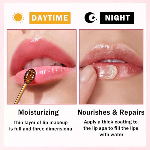 4PCS Honey Lip Balm Hydrating Honey Lip Mask Overnight Propolis Bee Lip Balm Prevention Dry and Cracked Lip Scrub Exfoliator (Honey+Strawberry+Coconut+Watermelon)