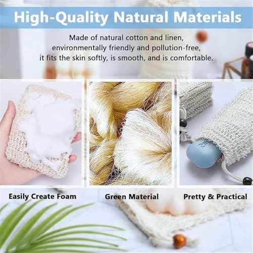 20 Pcs Natural Sisal Soap Saver Bag for Organic Soap Pouch for Exfoliating Lathering and Air-Drying During Showers