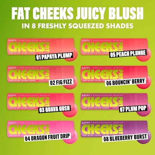 NYX PROFESSIONAL MAKEUP Fat Cheeks Liquid Blush, Buildable, Dewy Blush with Long-Lasting 12HR Wear - Fig Fizz (Soft Peach)