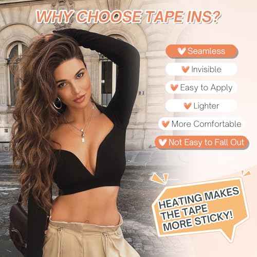 Benehair Tape in Human Hair Extensions, 20 inch Straight Invisible Tape Extensions Remy Blonde Hair Extensions 10pcs 20g Medium Brown Mix Dark Blonde 4p27