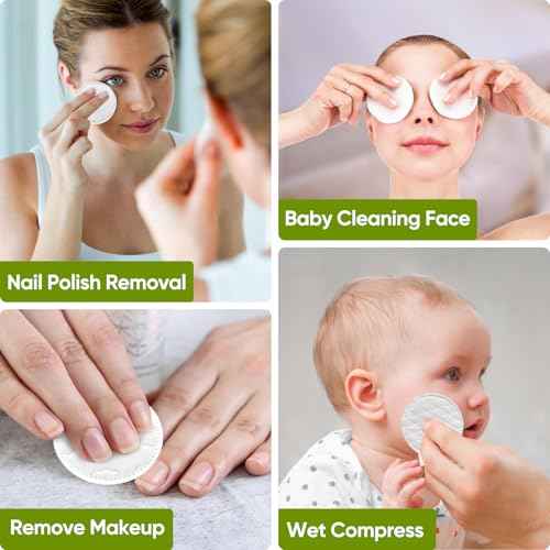Boxed 300-Count Embossed Cotton Rounds ? 3 Unique Patterns, Lint-Free, Dual-Sided, Soft & Durable, Ideal for Makeup Removal, Skincare, Nail Polish, and Baby Care