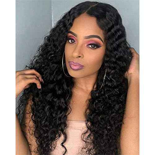Foreverlove Deep Wave Lace Front Wigs Human Hair for Black Women 200% Density Brazilian 13¡¿4 Deep Curly Human Hair Wigs Natural Black Color (22 Inch)
