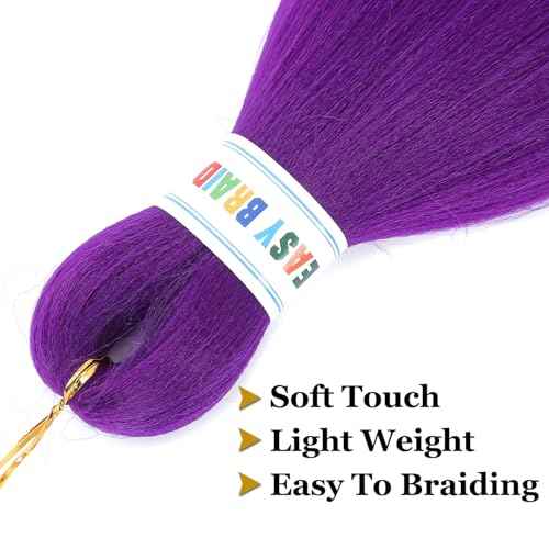 Purple Braiding Hair Pre Stretched Synthetic Braiding hair Extensions for Braids, Purple Hair Extensions for Stage Party Halloween Costume Cosplay 48 Inch 2 Packs