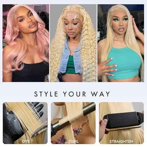 613 Bundles Human Hair 14 16 18Inch Blonde Body Wave Bundles 100% Unprocessed 16A Brazilian Virgin Hair 3 Bundles Human Hair Body Wave Hair Extensions for Women can be Dyed Bleached