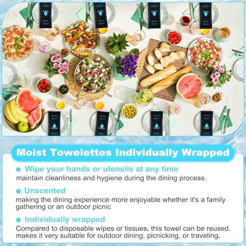 Moist Cotton Towel Bulk Moist Towelettes Individually Wrapped 8.7" x 8.7",White Towel Services,Refreshment Pre Moistened Towels for Travel Sport Party Spa Dentist (1 Count (Pack of 200), Unscented)