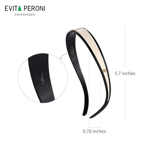 EVITA PERONI Headband Designed for Glasses Widened version Black and Off White Head Bands for Women's Hair Fashion Comfortable No Headache Hair Band Non-slip, No Stress