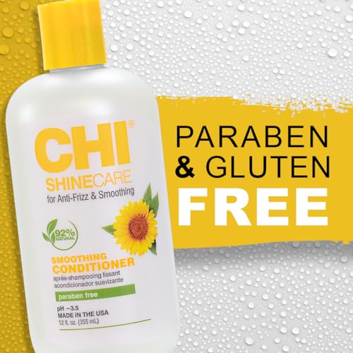 CHI ShineCare Smoothing Conditioner, Transforms Dull Hair Adding Instant Shine And Hydration, Sulfate, Paraben, & Cruelty-Free, 12 Oz