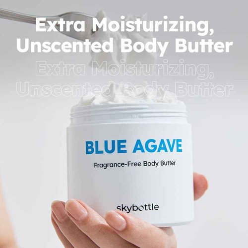 skybottle Fragrance Free Blue Agave Body Butter, Moisture Repair Body Cream, Skin Relief with Hyaluronic Acid, Vegan Certified Body Care, For Men, Women, 9.8 Fl. Oz