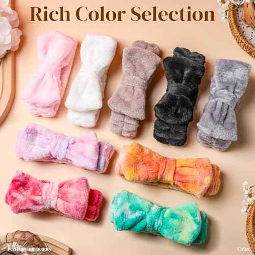 Teenitor Spa Headbands - 9Pcs Face Washing, Skincare and Self Care Puffy and Cute Headbands for Makeup, Girls and Women