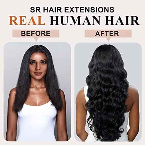 Body Wave Clip in Hair Extensions Real Human Hair Clip ins 100% Brazilian Virgin Hair PU Seamless Clip in Hair Extensions Human Hair Natural Black Hair for Women 120 Gram 6 Pcs 22Inch