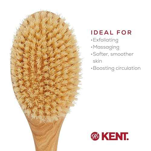 Kent FD10 Ashwood Back Scrubber for Shower Bath Brush and Body Scrubber Exfoliator - Boar Bristle Shower Brush for Body for Men and Women - Kent Brush Back Scrubbers for Use in Shower Made in England