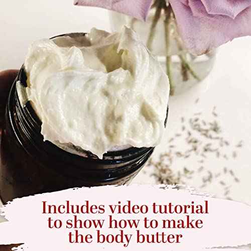 Shea Butter Body Butter Making Kit - DIY Kits for Adults (Raw Shea Butter, Almond Oil, Coconut Oil, 2 Jars) & Recipe Card with Link to Video Tutorial - Natural Whipped Body Lotion Making Kit