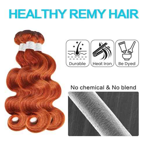 Ginger Orange Body Wave Human Hair Bundles with 4x4 HD Lace Closure 100% Brazilian Unprocessed Hair Colored Bundles and Closure Free Part 16 18 20+16 Inch