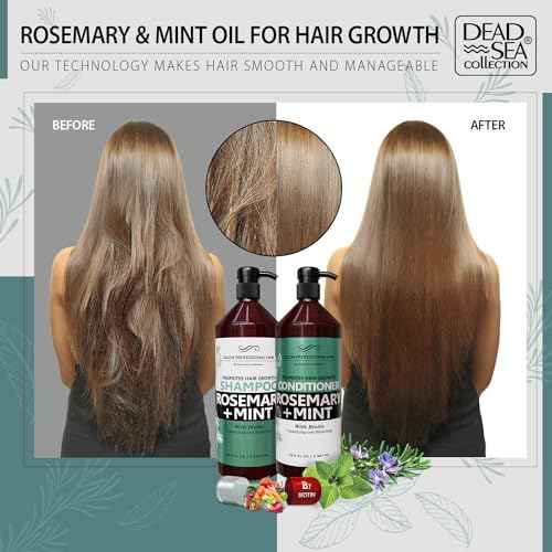 Dead Sea Collection Shampoo and Conditioner Set for Strengthening and Volume - Pure Dead Sea Minerals, Rosemary and Mint ? Hair Care - Nutrition, Repair and Shine - Pack of 2 (33.8 & 30.6 Fl. Oz)